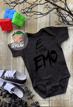 Load image into Gallery viewer, E is for Emo - Baby Onesie AllDayShirts