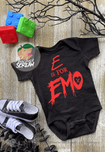 Load image into Gallery viewer, E is for Emo - Baby Onesie AllDayShirts