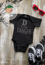 Load image into Gallery viewer, D is for Danger - Baby Onesie Peaches and Scream LLC
