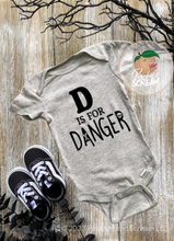 Load image into Gallery viewer, D is for Danger - Baby Onesie Peaches and Scream LLC
