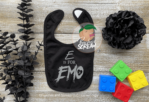 E is for Emo - Baby Bib AllDayShirts