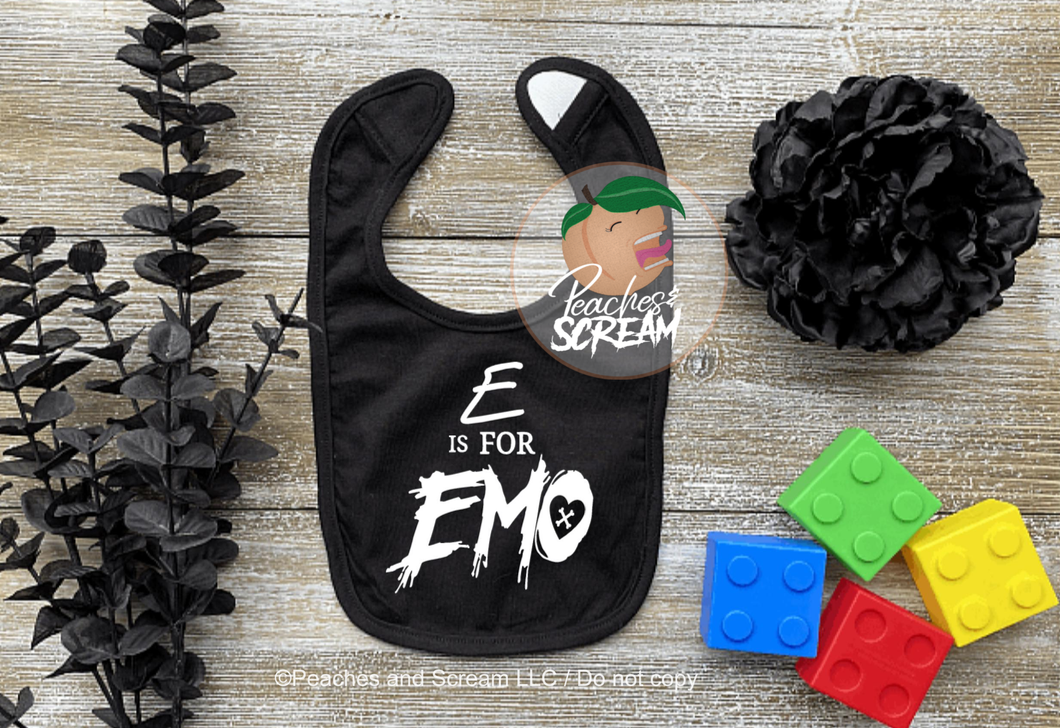 E is for Emo - Baby Bib AllDayShirts