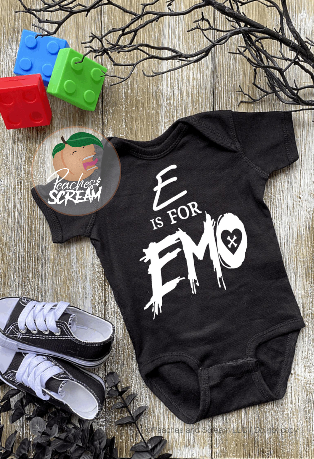 E is for Emo - Baby Onesie AllDayShirts