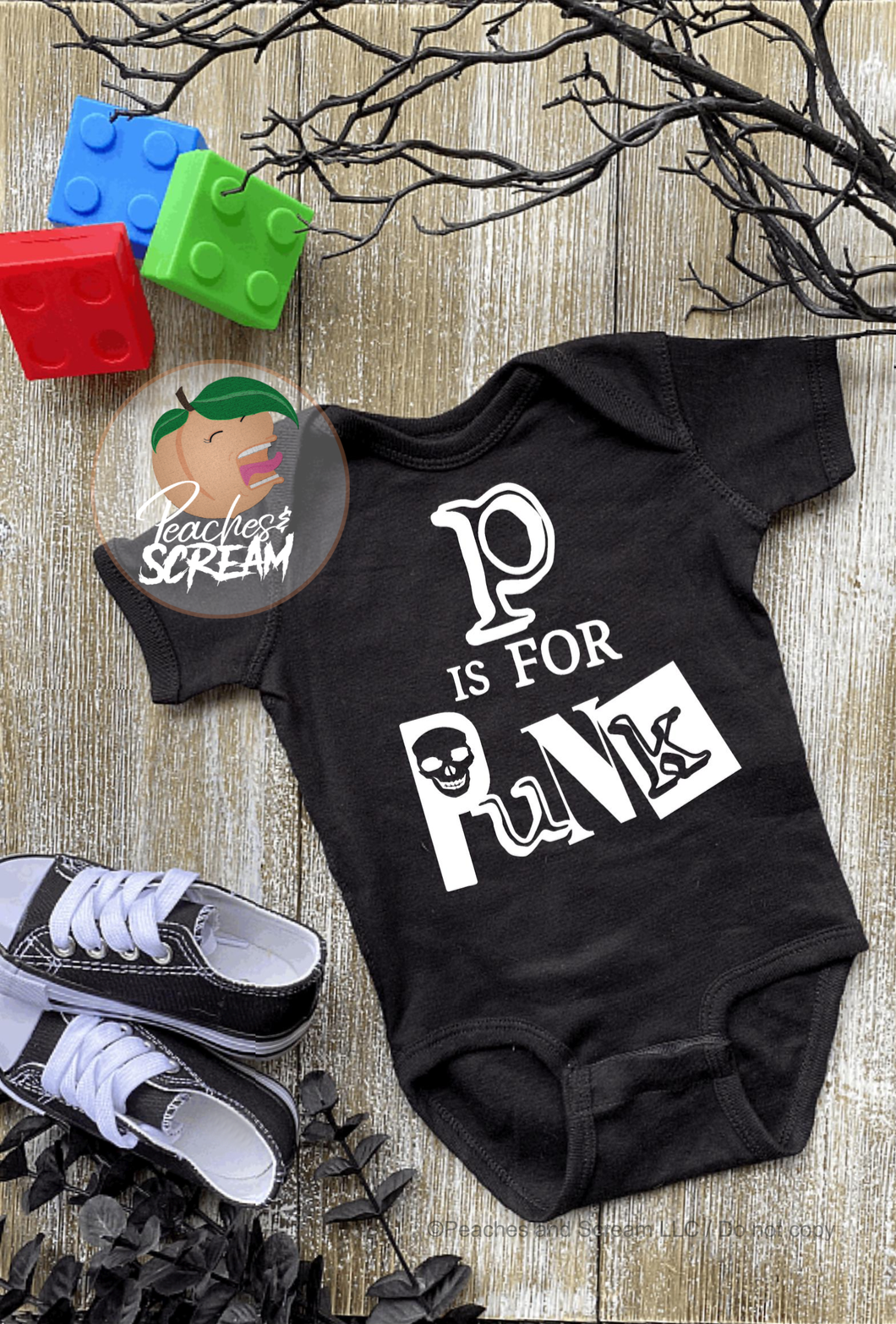 P is for Punk - Baby Onesie AllDayShirts