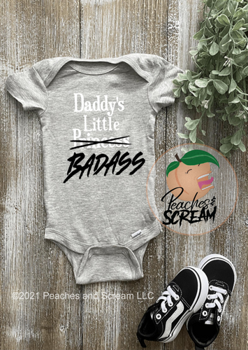 Daddy's Little Badass - Gray Baby Onesie Gerber